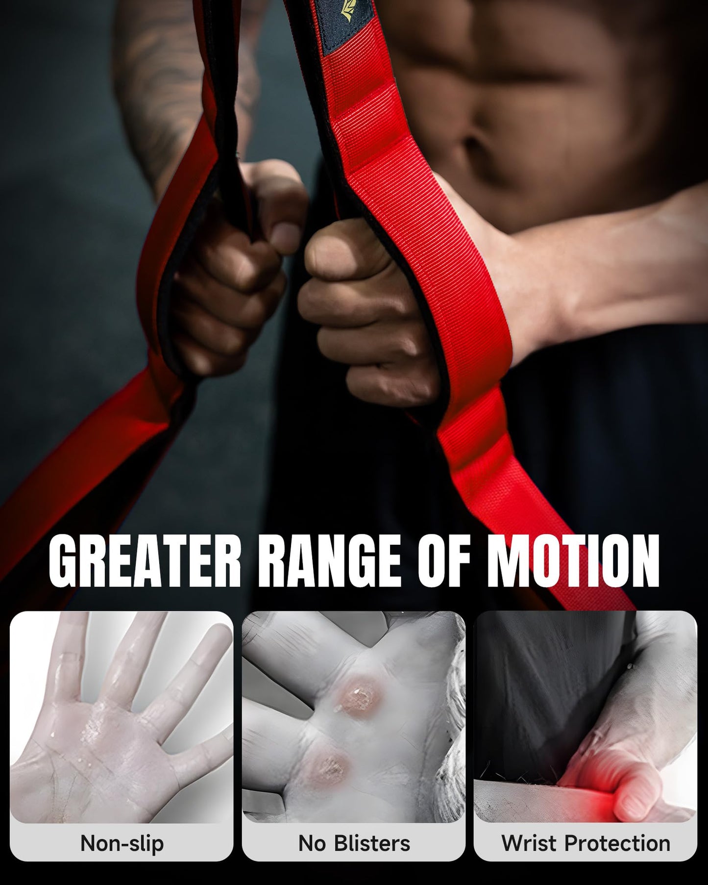 MANUEKLEAR Tricep Rope Cable Attachment Handles, Greater Range of Motion, Tricep Pull Down Rope for Push Downs, Crunches, Facepulls for Professional Gym (Red)