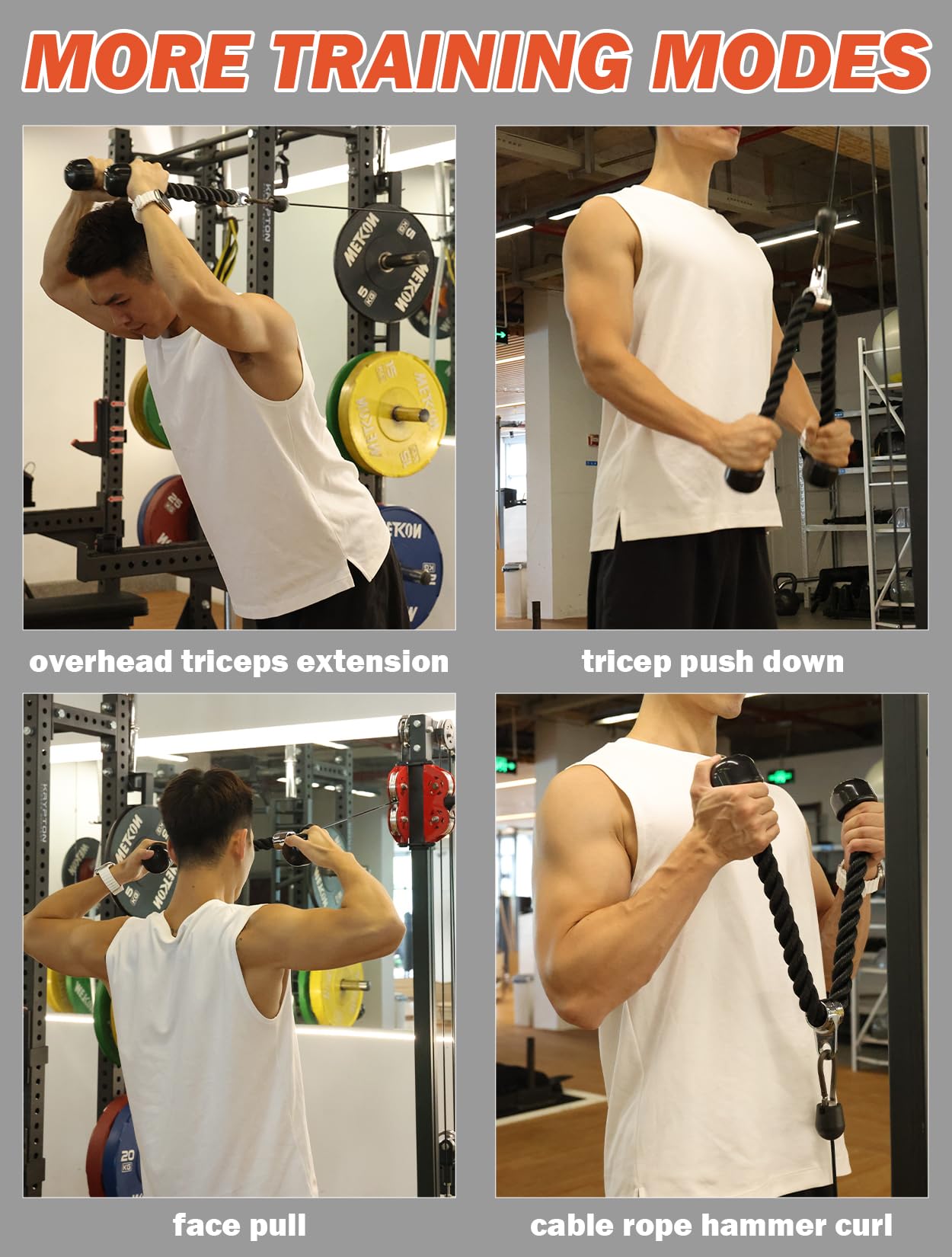 Fitarc LAT Pulldown Attachments,Cable Machine Accessories for Home Gym, Durable and Reliable Weight Fitness Gym Accessories (Tricep Rope)