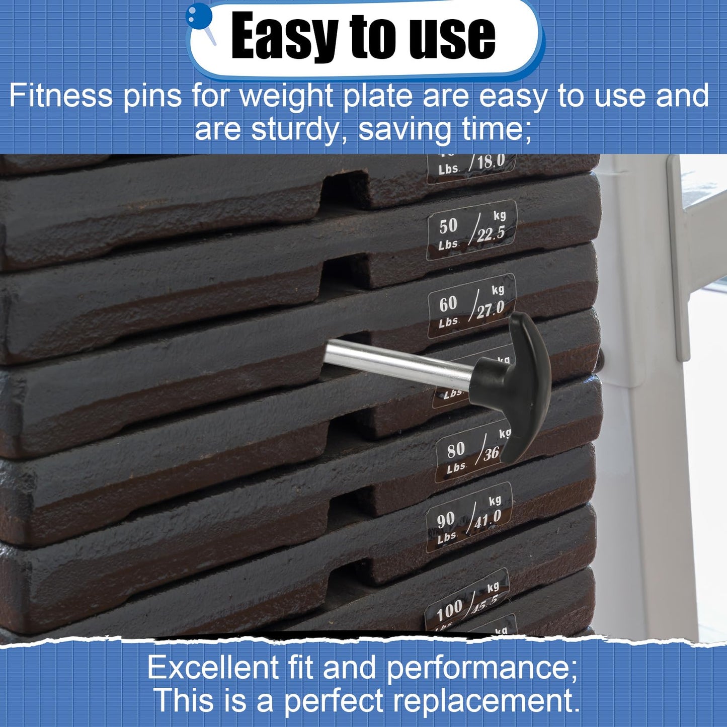 NQEUEPN 2pcs Weight Stack Pin - 3/8 Inch Diameter 6 Inch Locking Space Universal Selector Loading Pin for Home Gym Exercise Machine Accessories