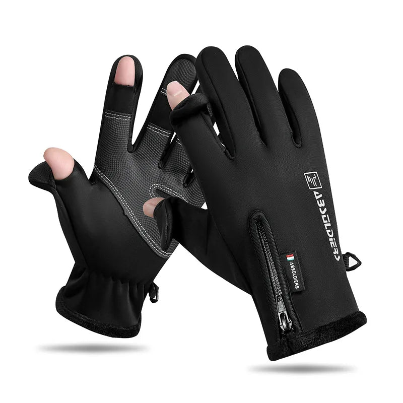 Outdoor Winter Gloves For Men Waterproof Thermal Fleece Lined Resistant Touch Screen Non-slip Motorbike Riding (Black XL)